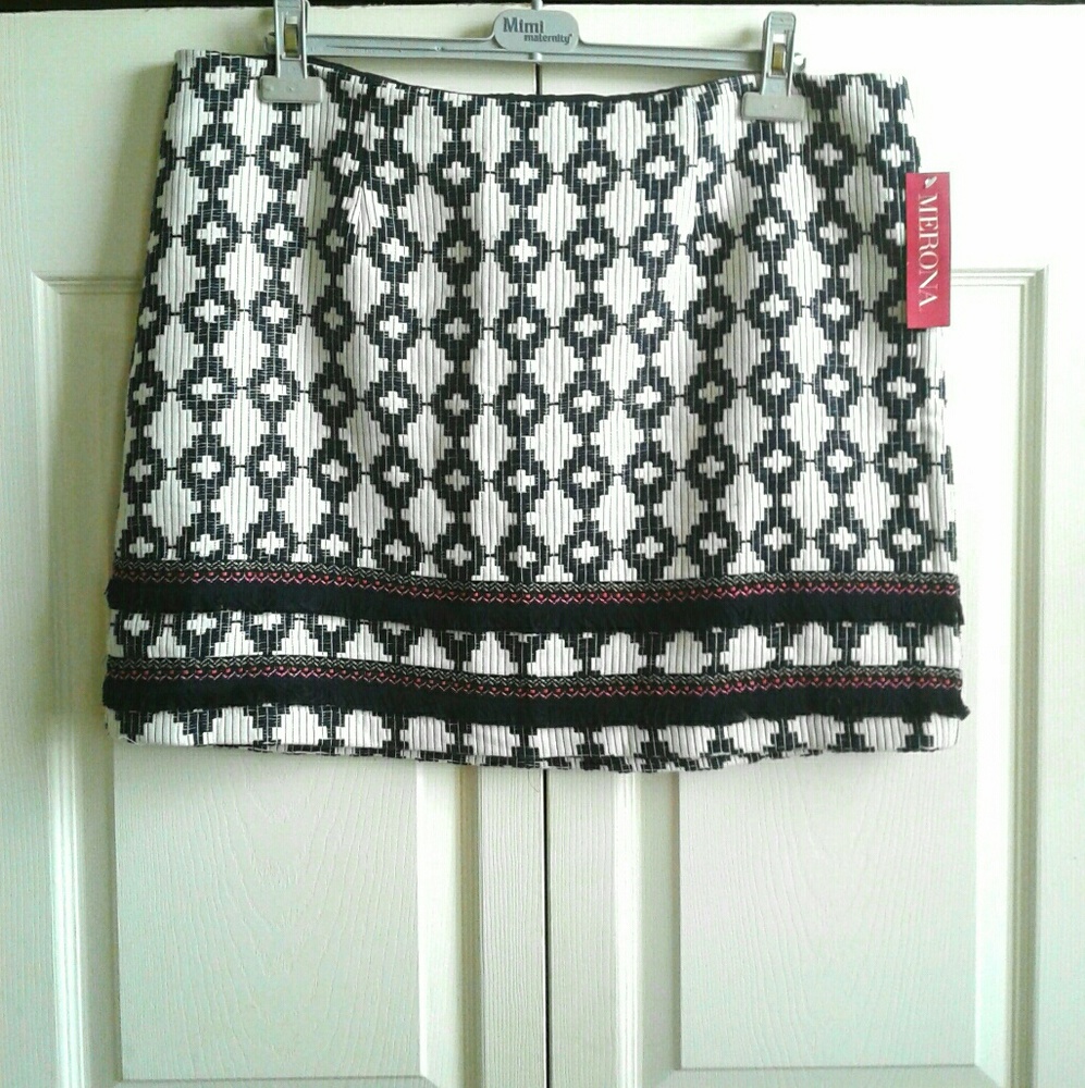 Merona Tribal Print Fringe Skirt